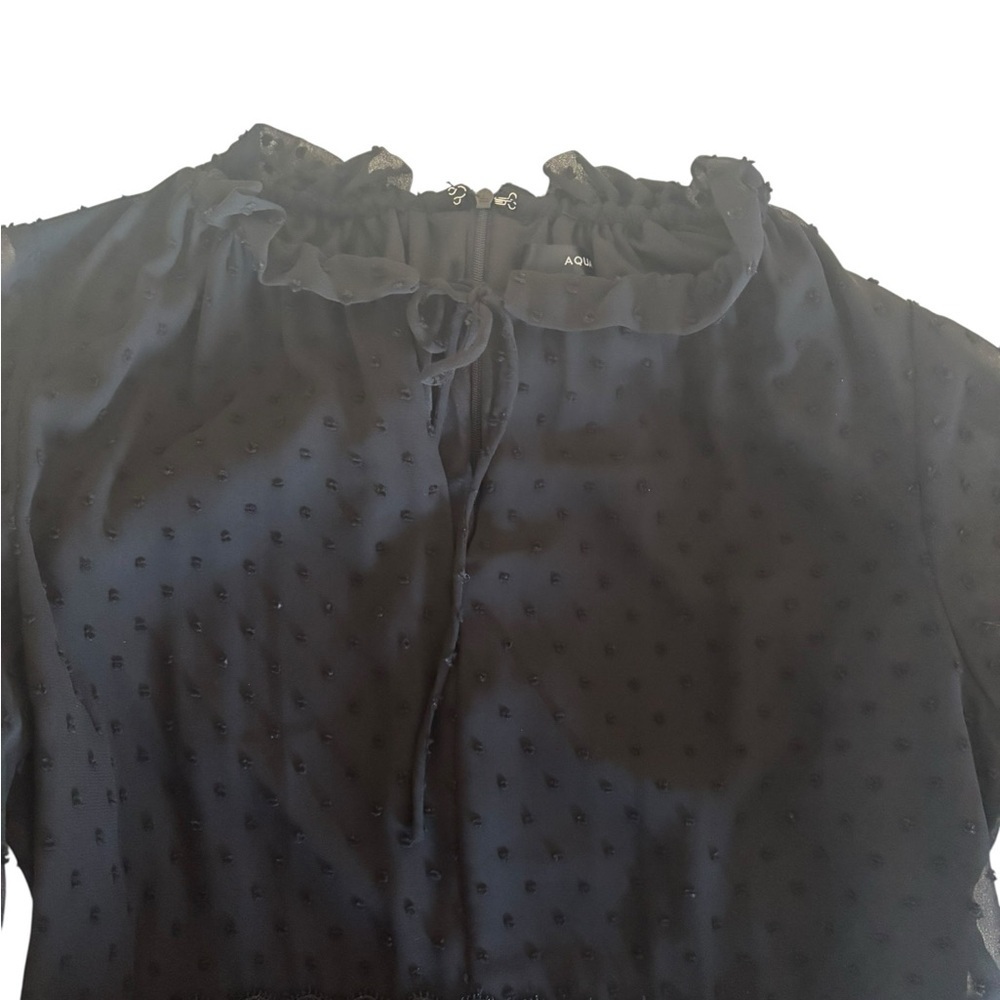 Aqua Swiss Dot Tiered Chiffon Dress Black Size Large - Picture 5 of 12